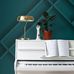 Панно арт. 158964  ESTA HOME бирюзового цвета с трельяжным узором в интерьере гостинного зала с пианино